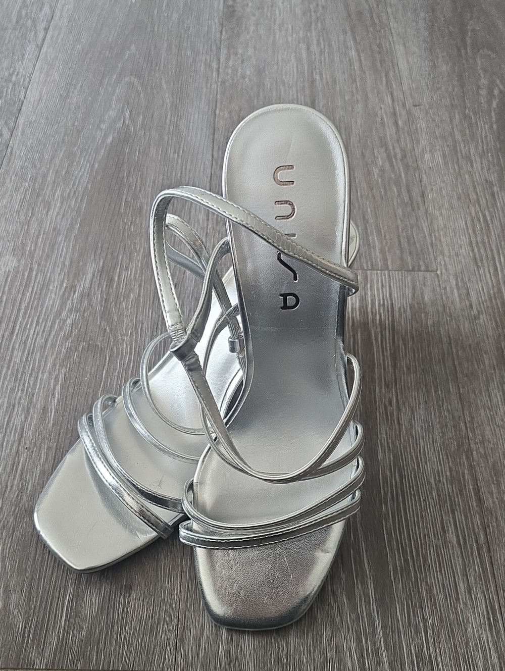Unisa Silver Metallic Strappy Heeled Sandal